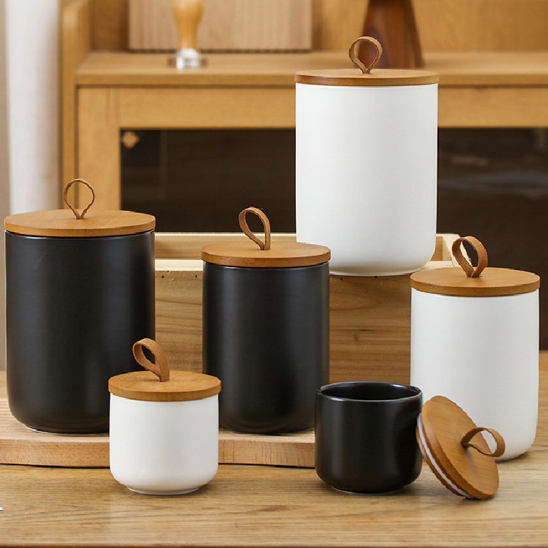 Tea Coffee Sugar Container - Nordic Ceramic Storage Jar Matte Sealed