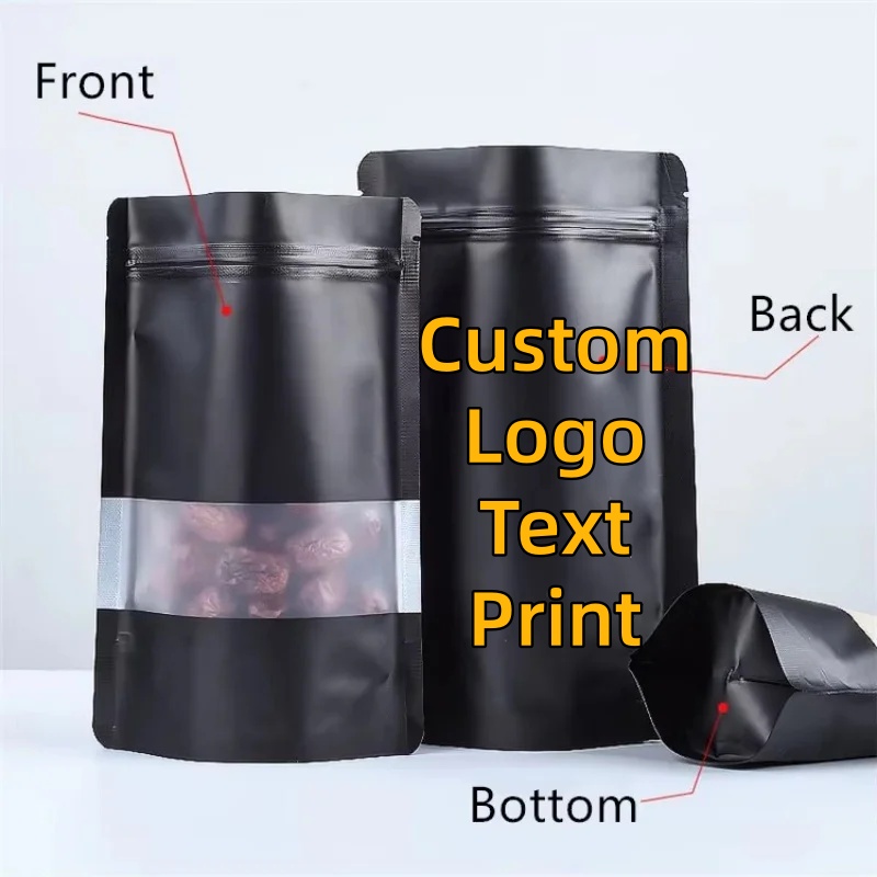 Coffee Tea In Chinese - 100PCS Stand-up Matte Black Aluminum Foil