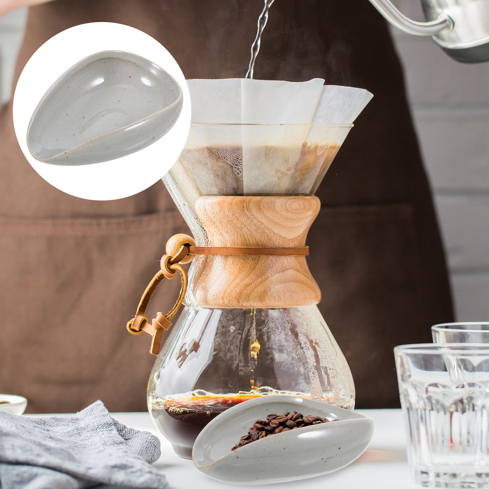 Coffee Tea Bean Leaf - Premium Ceramic Coffee Bean Dosing Tray