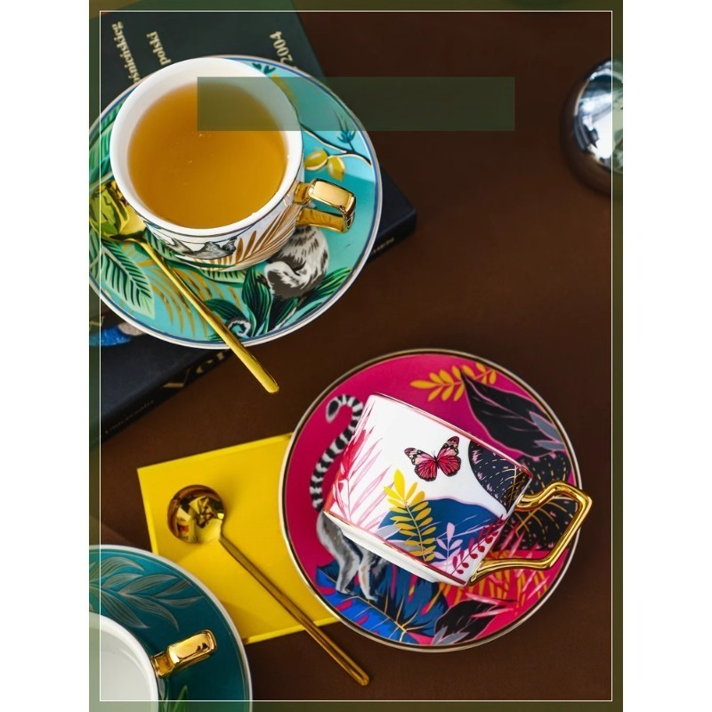 Coffee Tea English - Jungle Animal Coffee Cup Plate Set
