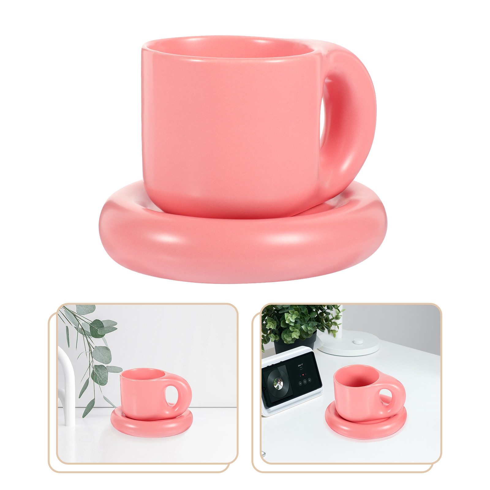 Coffee Tea Chocolate - Ceramic Coffee Cup Set with Saucer