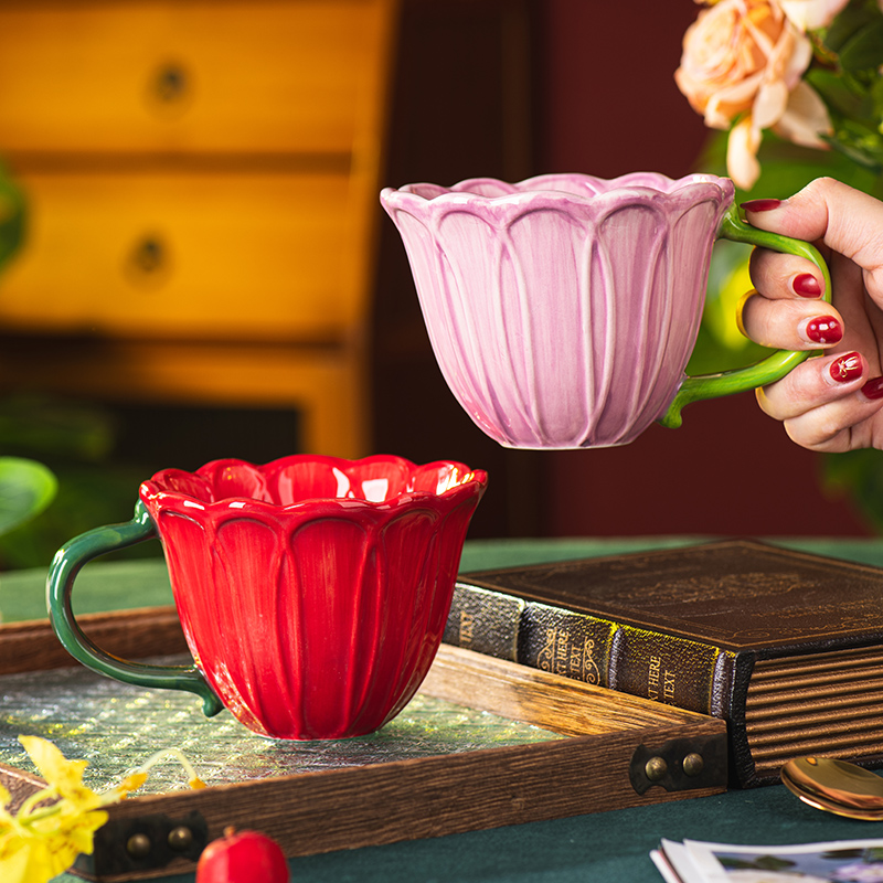 Coffee Tea English - Creative Ceramic Coffee Cup Delicate Flower