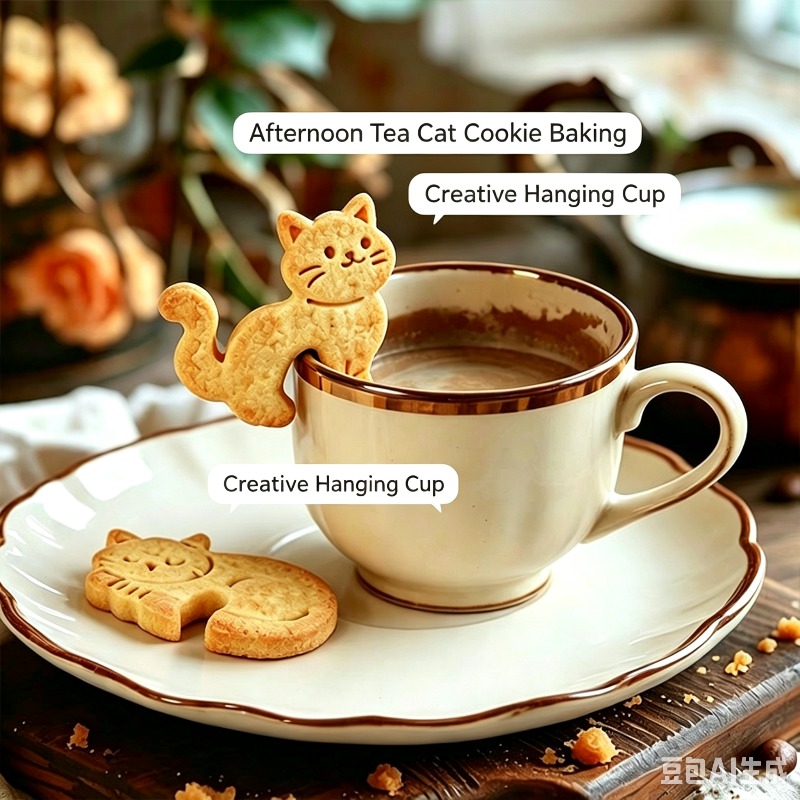Coffee Tea Pictures - Cartoon Hanging Cup Cat Cookie Cutter,