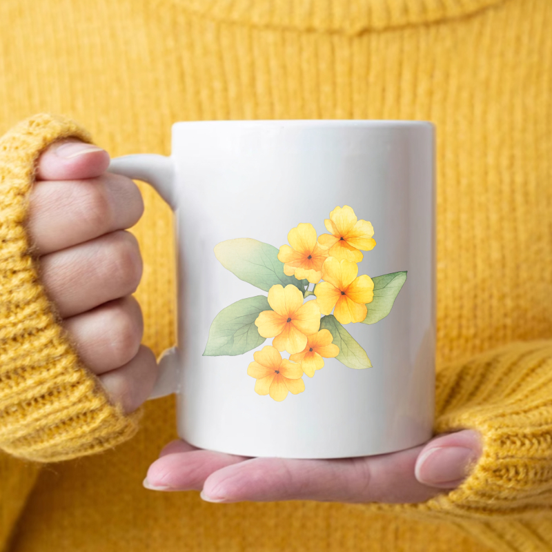 Coffee Tea Break - Ceramic mug with white and yellow