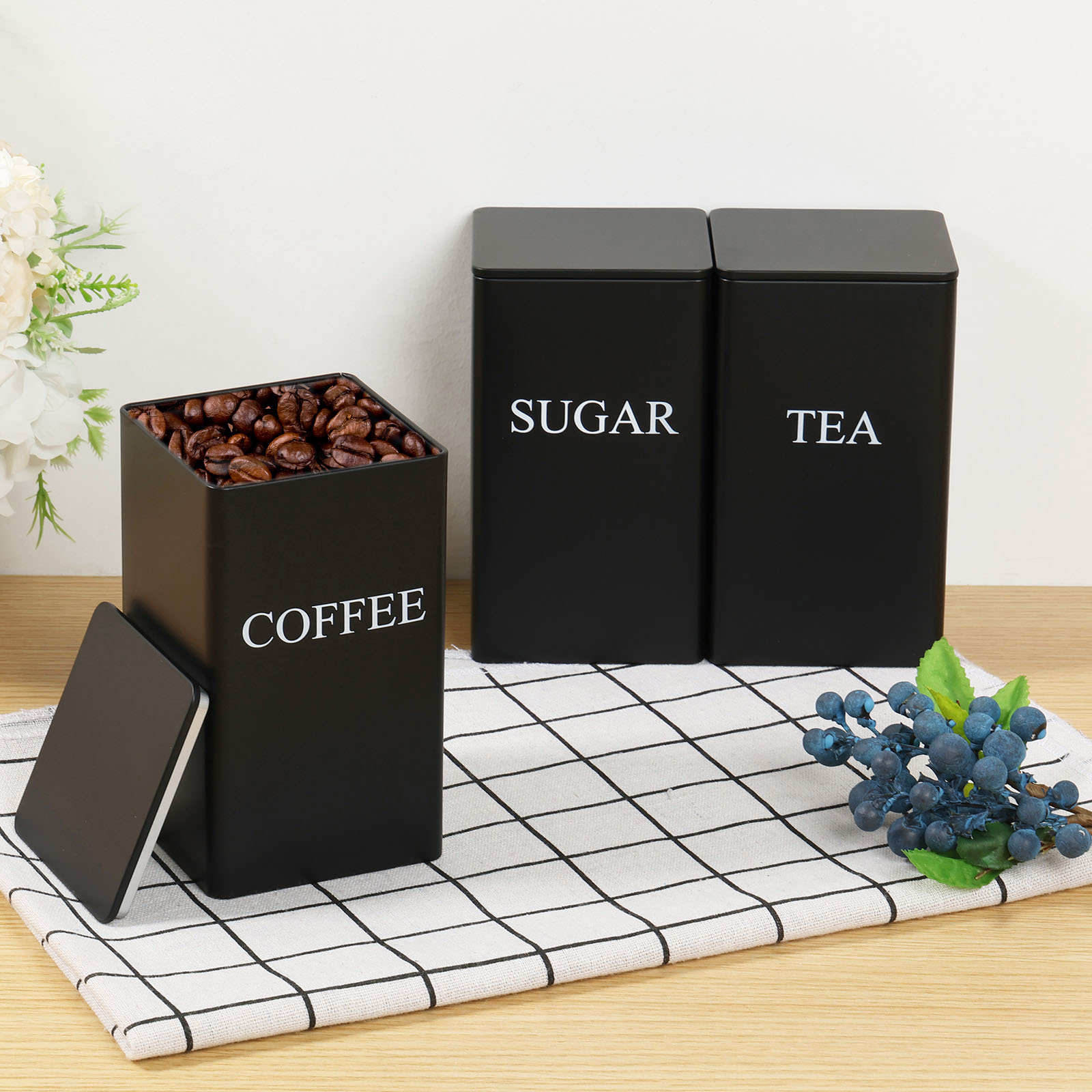 3Pcs Coffee Bean Storage Canis - đánh giá và giá Tea Coffee Sugar Container