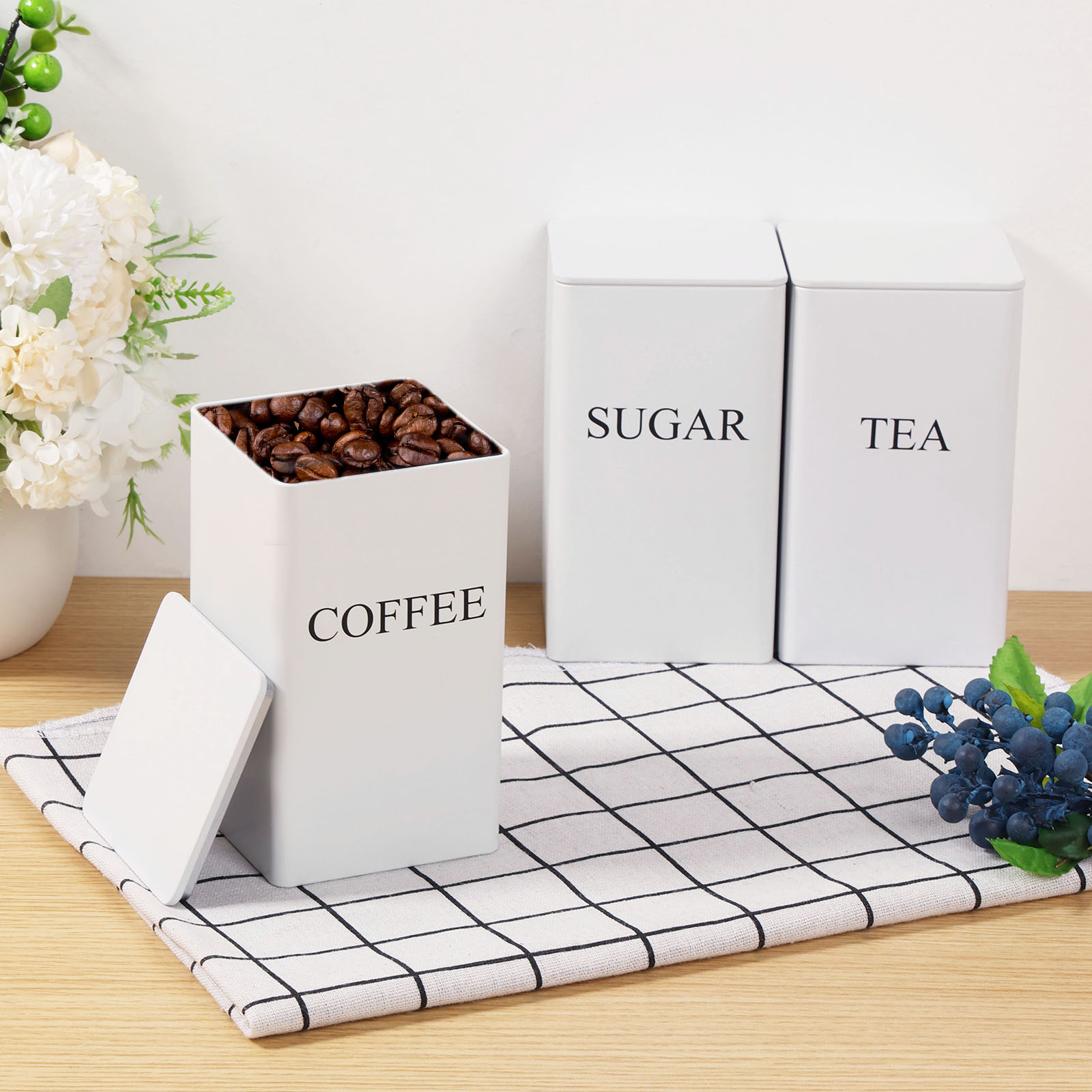 3Pcs Coffee Bean Storage Canis - đánh giá và giá Tea Coffee Sugar Container