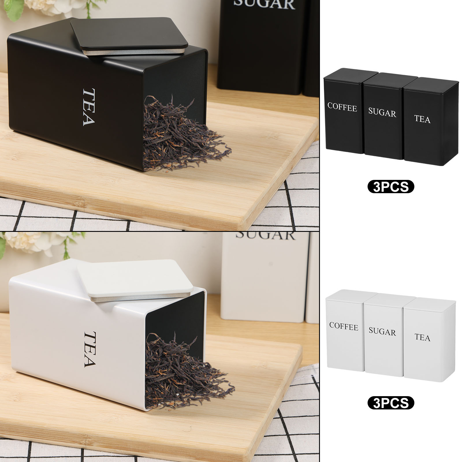 3Pcs Coffee Bean Storage Canis - đánh giá và giá Tea Coffee Sugar Container