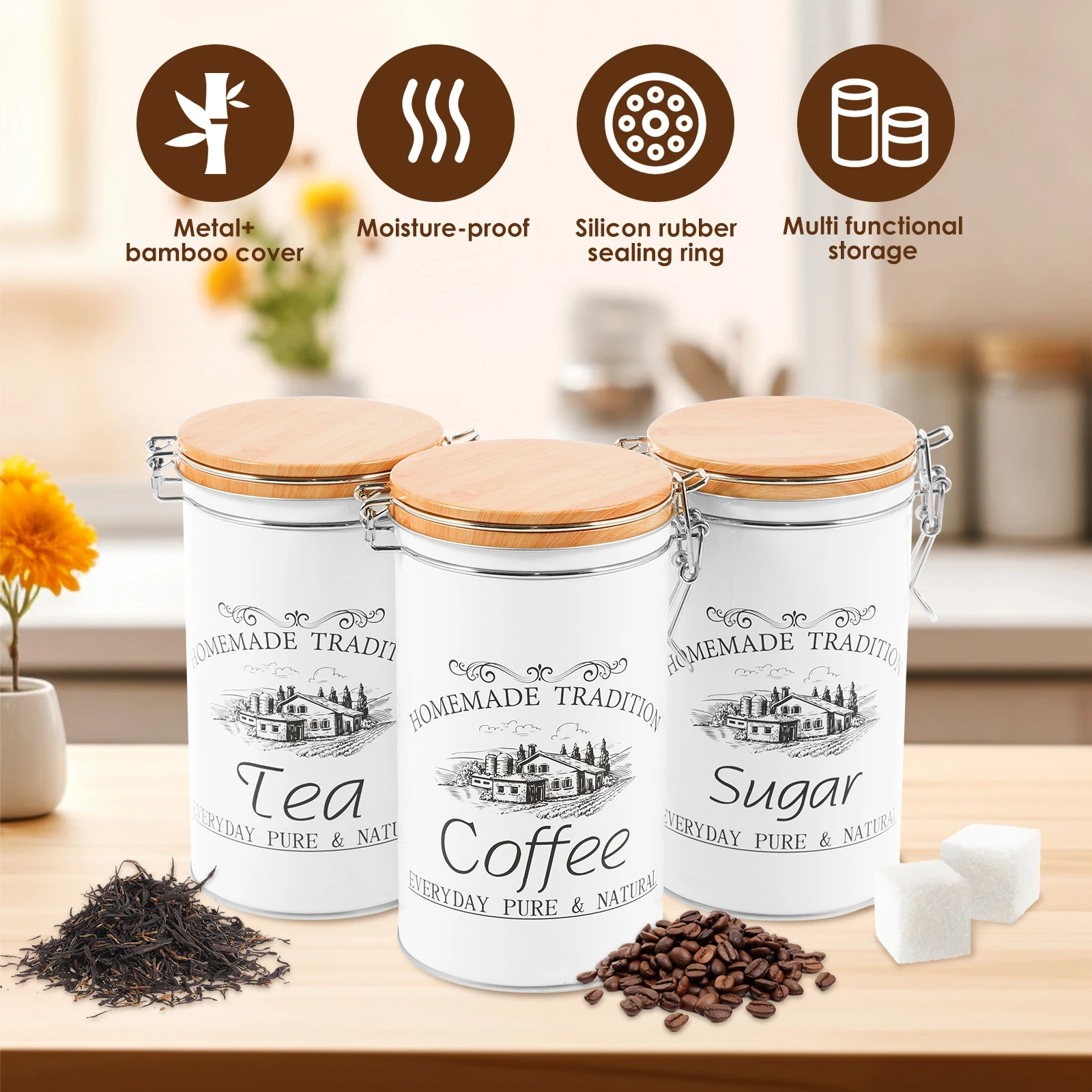 3Pcs/Set Tea Coffee Sugar Cani - đánh giá và giá Tea Coffee Sugar Container