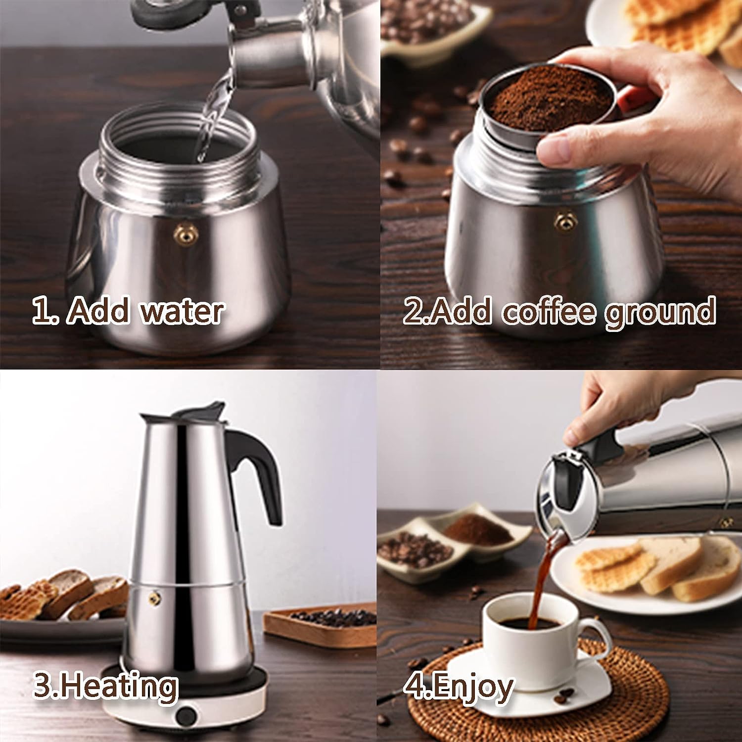 4/6/9 ly Moka nồi Caffe máy Es - đánh giá và giá Coffee Tea Making Machine