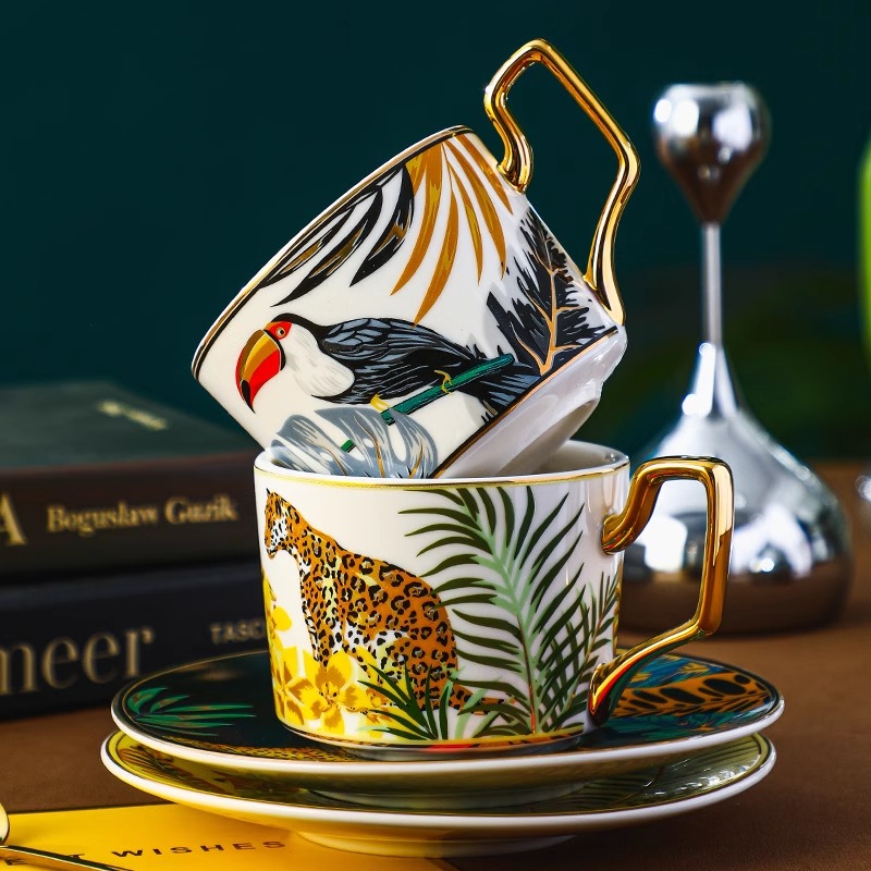 Jungle Animal Coffee Cup Plate - đánh giá và giá Coffee Tea English