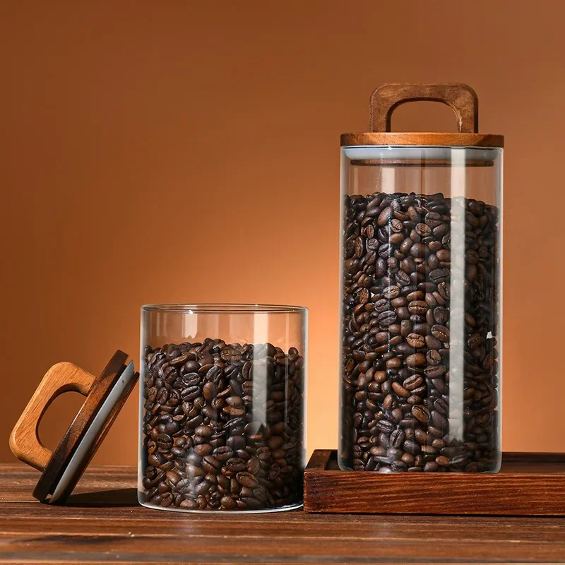 Clear Glass Jar with Bamboo Li - đánh giá và giá Tea Coffee Sugar Container