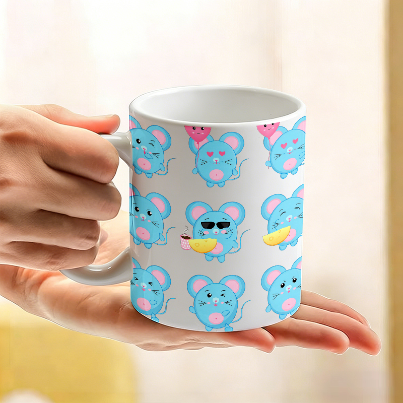 1PCS Funny Blue Mouse Emoji Ce - đánh giá và giá Coffee Tea Emoji