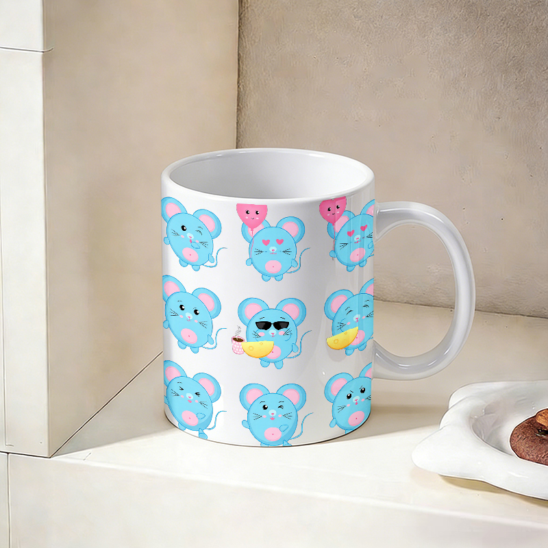 1PCS Funny Blue Mouse Emoji Ce - đánh giá và giá Coffee Tea Emoji