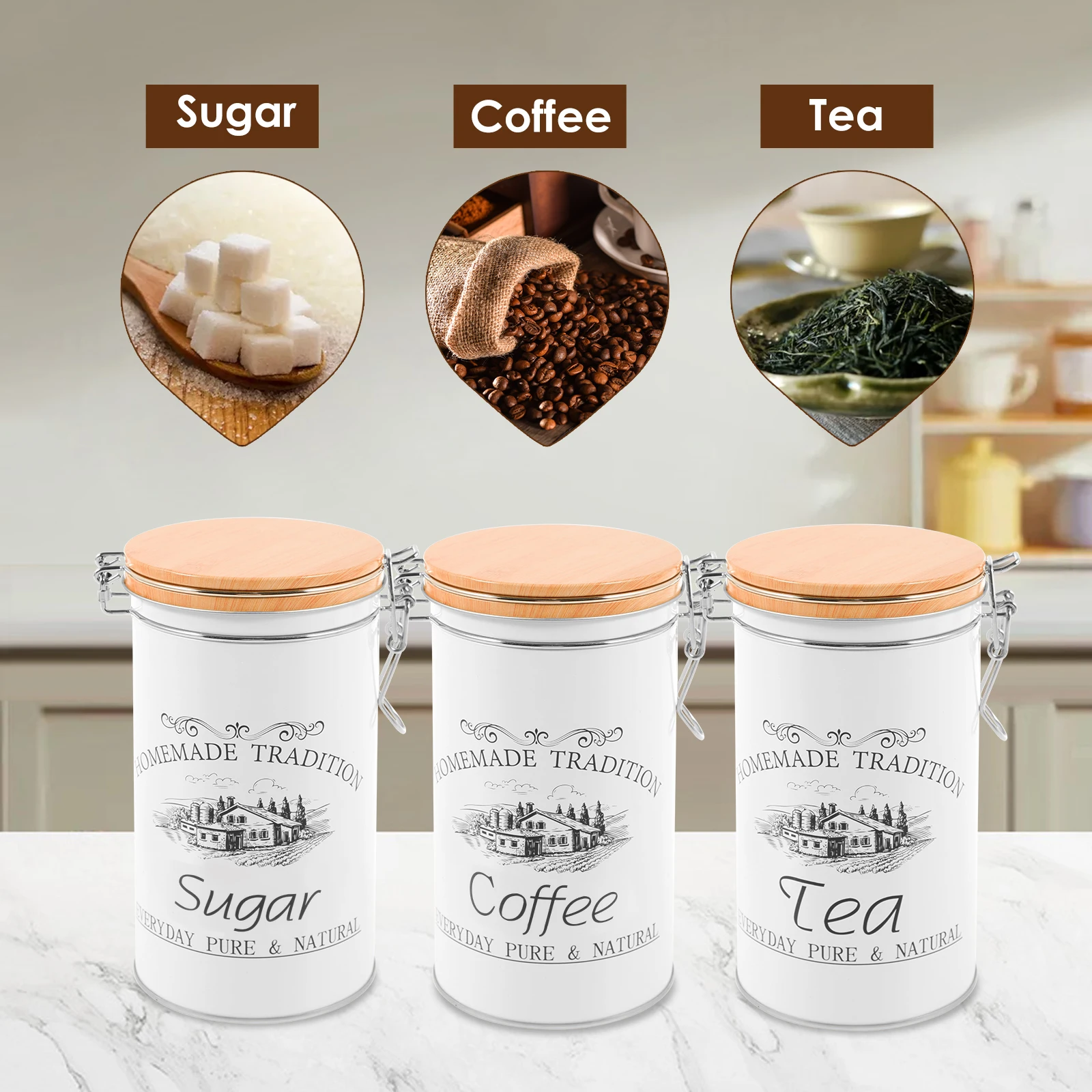 3Pcs/Set Tea Coffee Sugar Cani - đánh giá và giá Tea Coffee Sugar Container